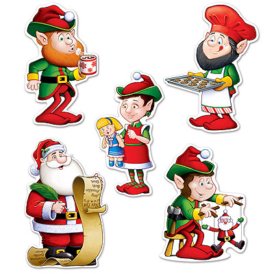 Weihnachts-Dekomotive Weihnachtsmann und Elfen - 10-tlg