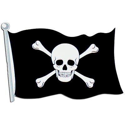 Piraten-Flagge mit Totenkopf schwarz-weiß 75cm